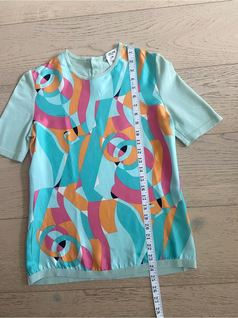 CELINE Paris Vintage 80s Abstract Geometric Print Top Size US2 / IT38 - Picture 8 of 10